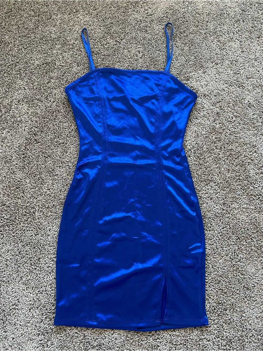 iris Electric Blue Satin Mini Slip Dress